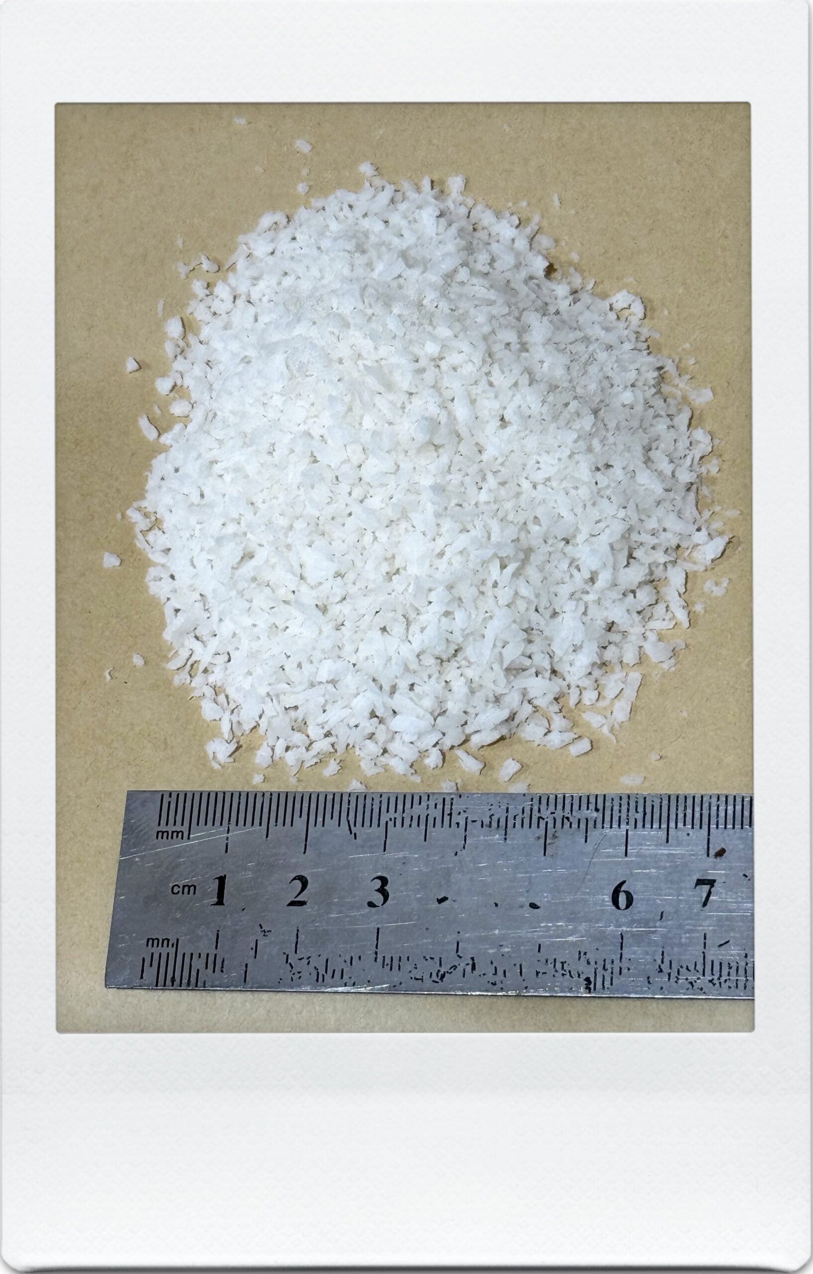 Polaroid frame desiccated coconut with measurement